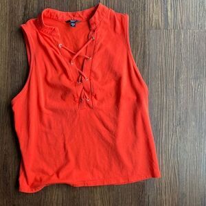 Guess Orange Sleeveless Criss Cross Crop Top Size Medium